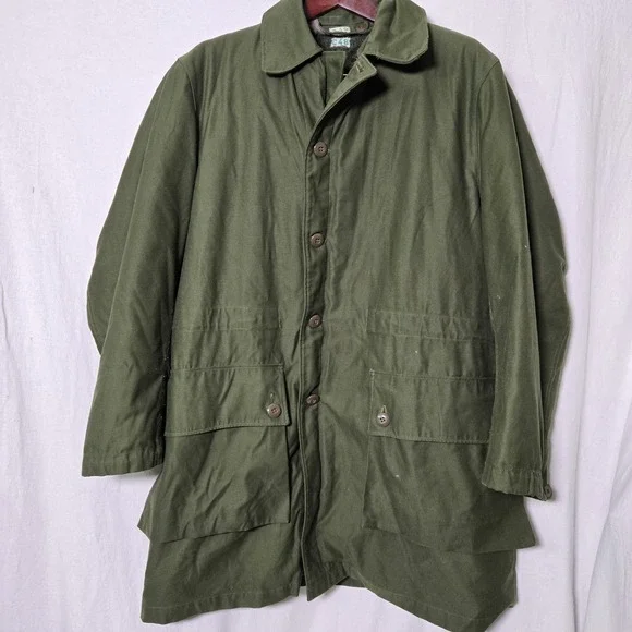 Vintage European NATO Army Green Heavy Coat Lined Removable Pile Fleece C48
